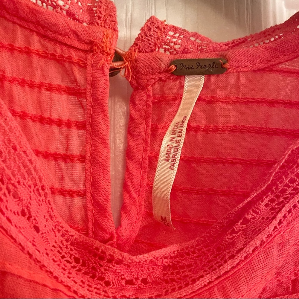 FREE PEOPLE Nobody Like You Embroidered Mini Dress in Coral - Picture 8 of 14